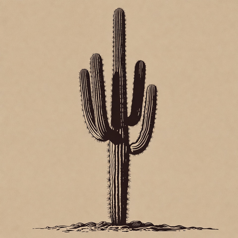 Tall Saguaro Cactus Illustration Tall Saguaro Cactus Illustration