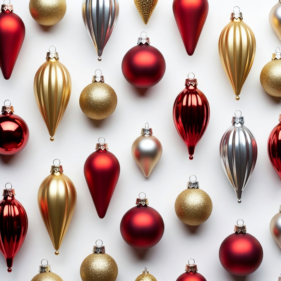 Colorful Christmas Baubles on White Background Colorful Christmas Baubles on White Background