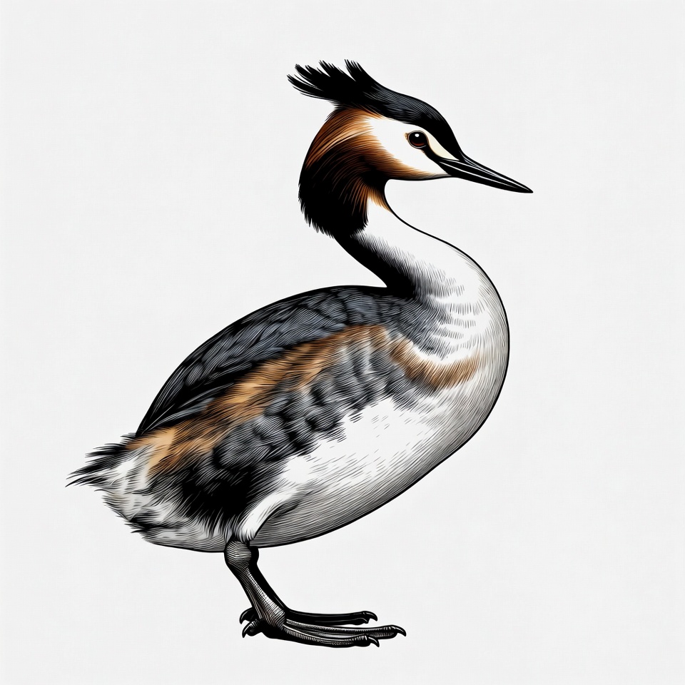 Great Crested Grebe illustration Great Crested Grebe illustration