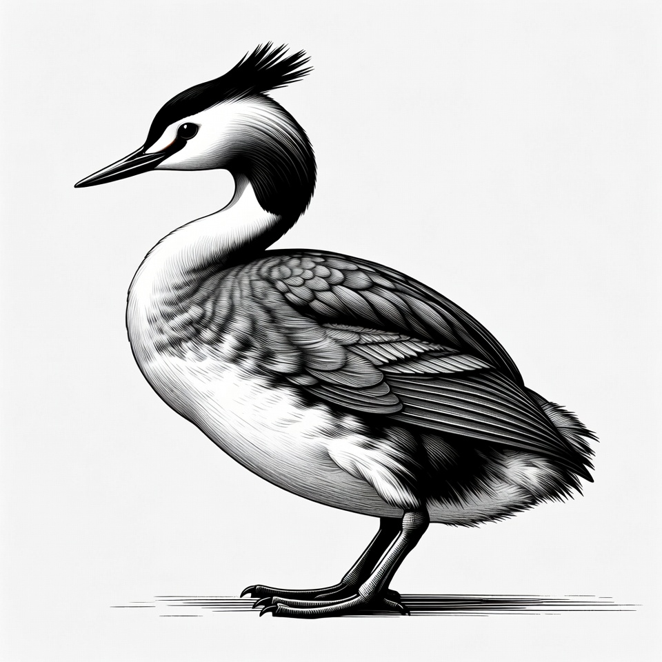 Crested Grebe Illustration Crested Grebe Illustration