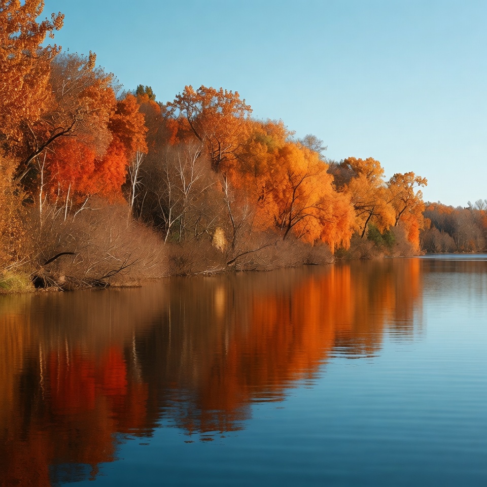Autumn Trees Reflecting in Lake Autumn Trees Reflecting in Lake
