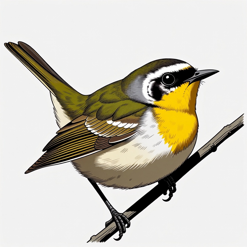 Common Yellowthroat Warbler on Branch Common Yellowthroat Warbler on Branch