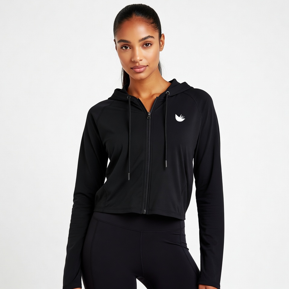 African-American woman in black hoodie African-American woman in black hoodie