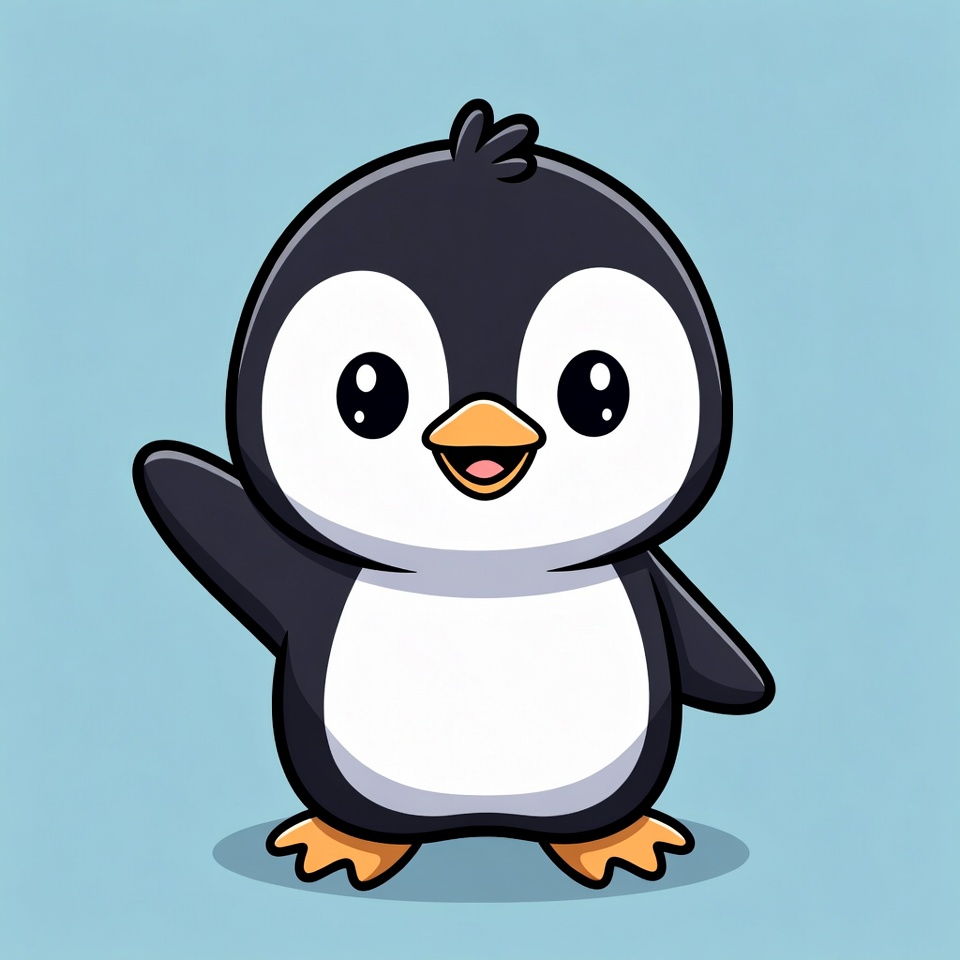 Cute cartoon penguin waving Cute cartoon penguin waving