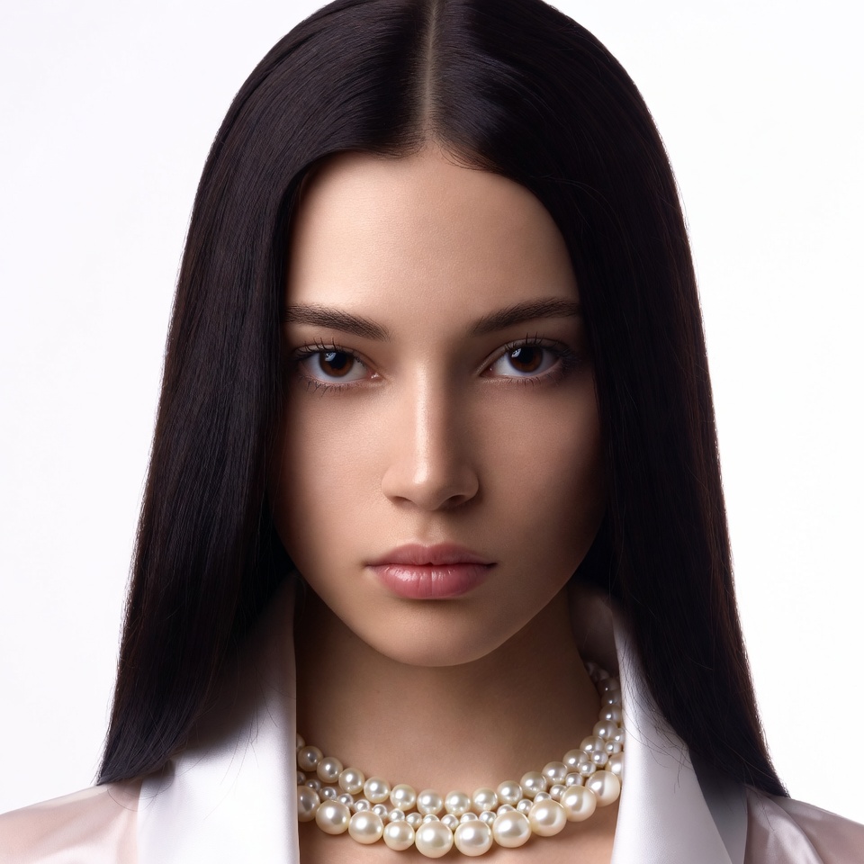 Asian woman with pearl necklace Asian woman with pearl necklace