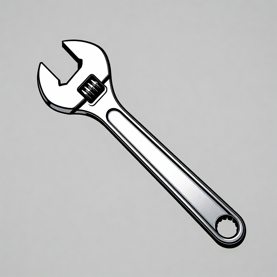 Silver Adjustable Wrench Illustration Silver Adjustable Wrench Illustration