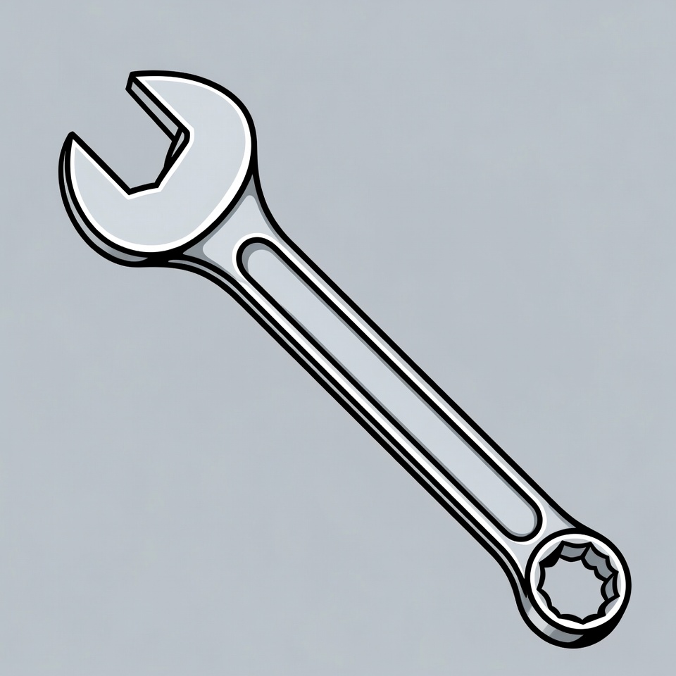 Silver adjustable wrench illustration Silver adjustable wrench illustration