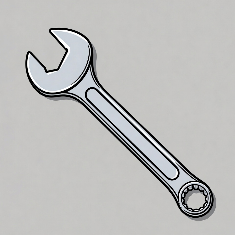 Silver Open-End Wrench Illustration Silver Open-End Wrench Illustration