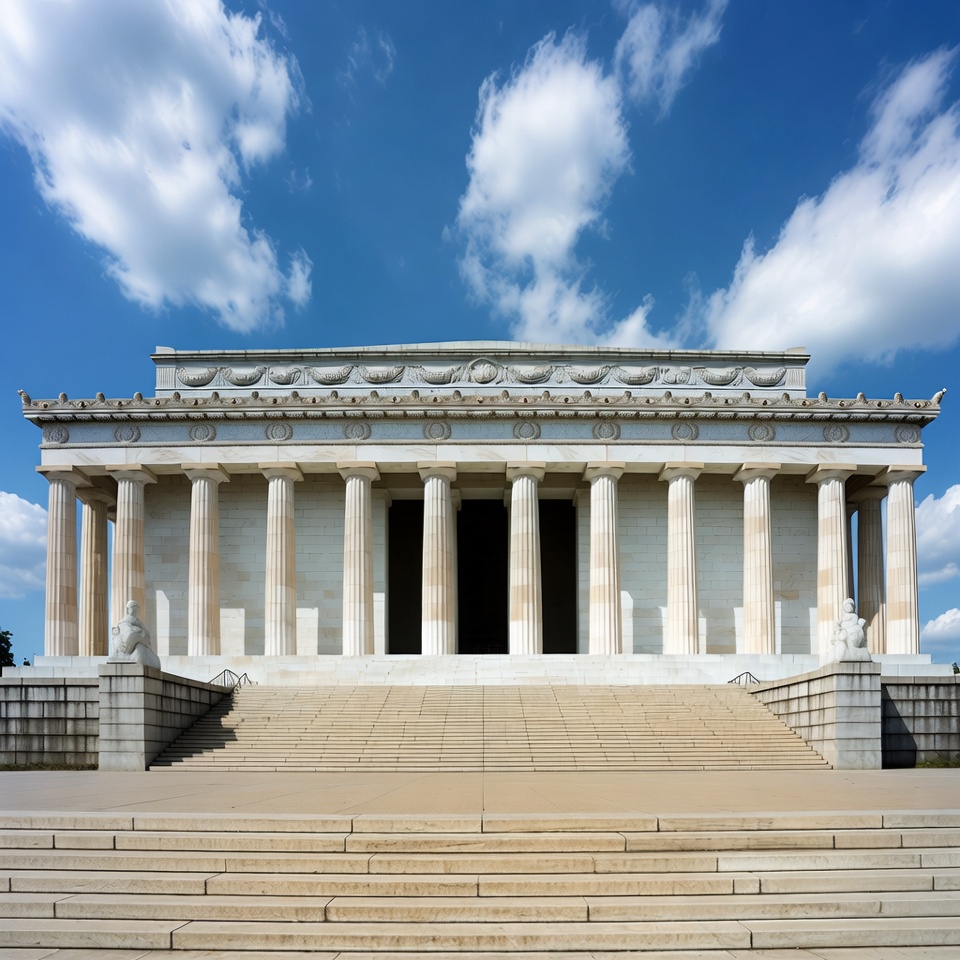 Lincoln Memorial with steps and clouds Lincoln Memorial with steps and clouds