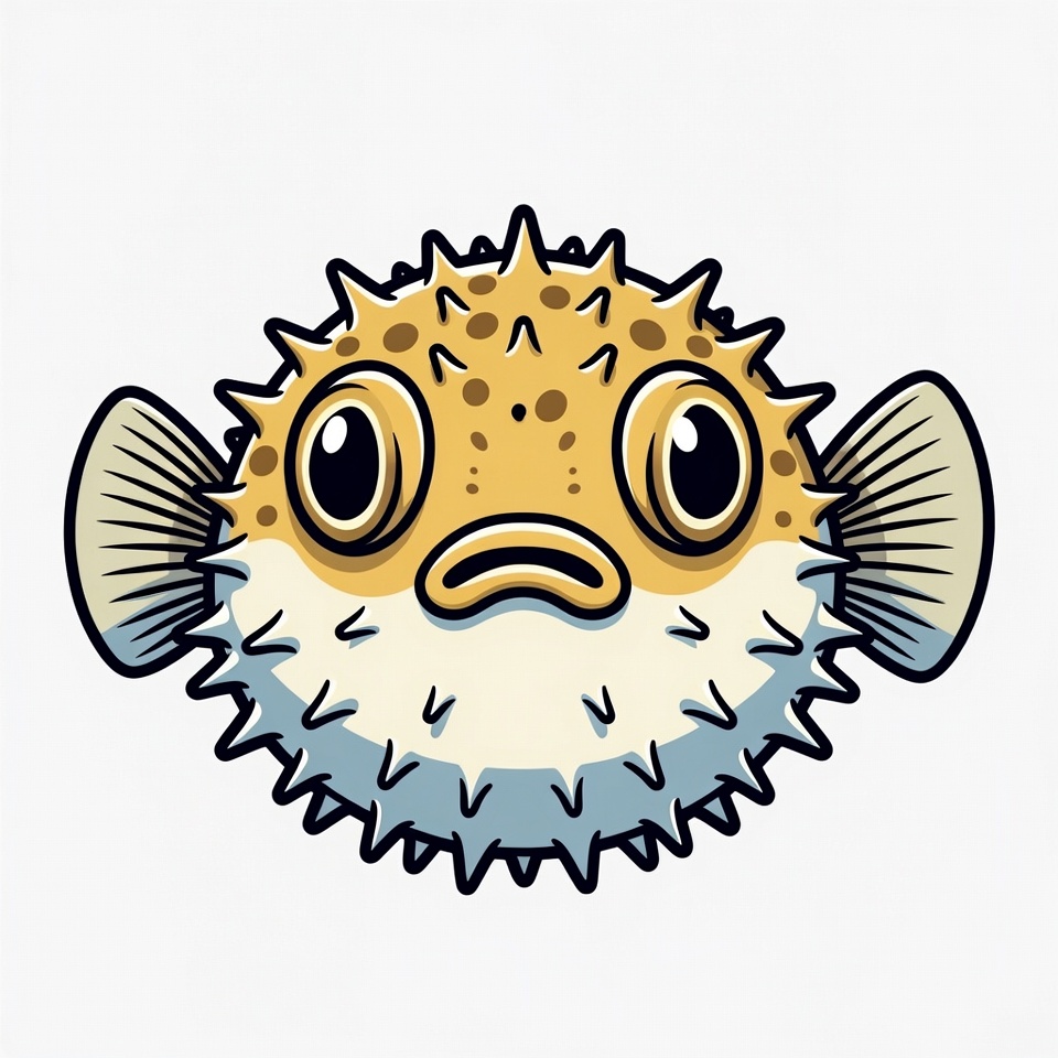 Cute Cartoon Pufferfish Illustration Cute Cartoon Pufferfish Illustration