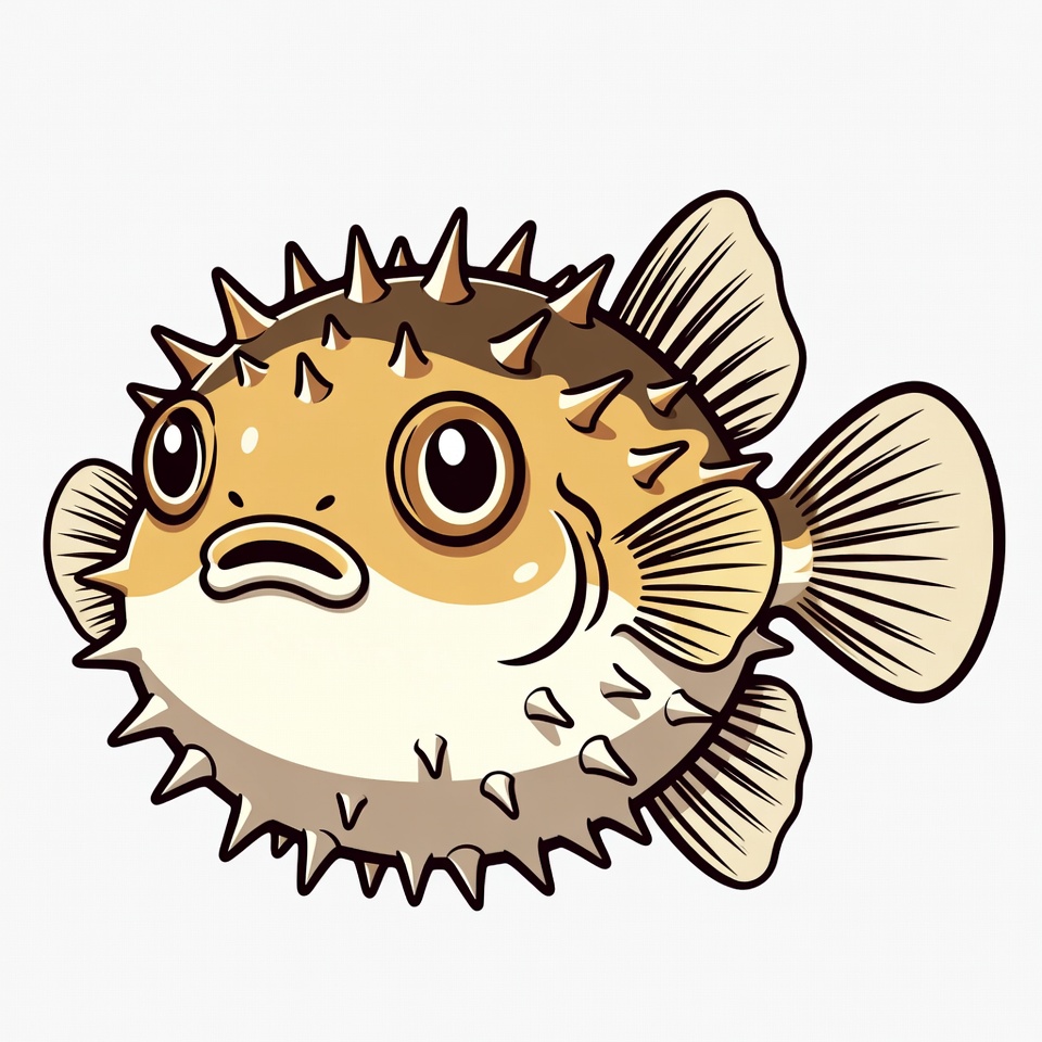 Cute Cartoon Pufferfish Illustration Cute Cartoon Pufferfish Illustration