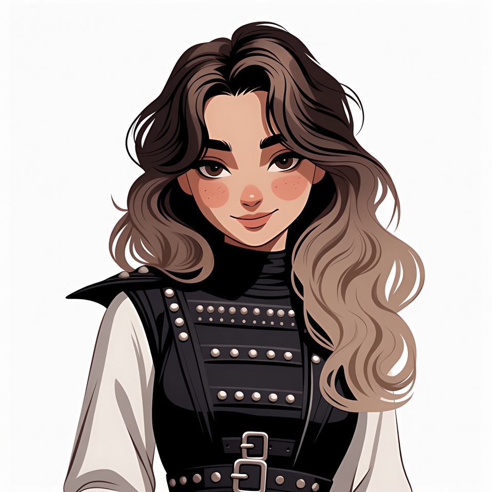 Fantasy Woman in Black Studded Vest Fantasy Woman in Black Studded Vest