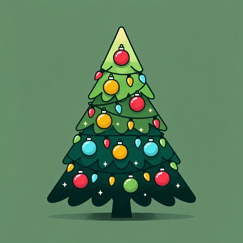 Colorful Christmas Tree Illustration Colorful Christmas Tree Illustration