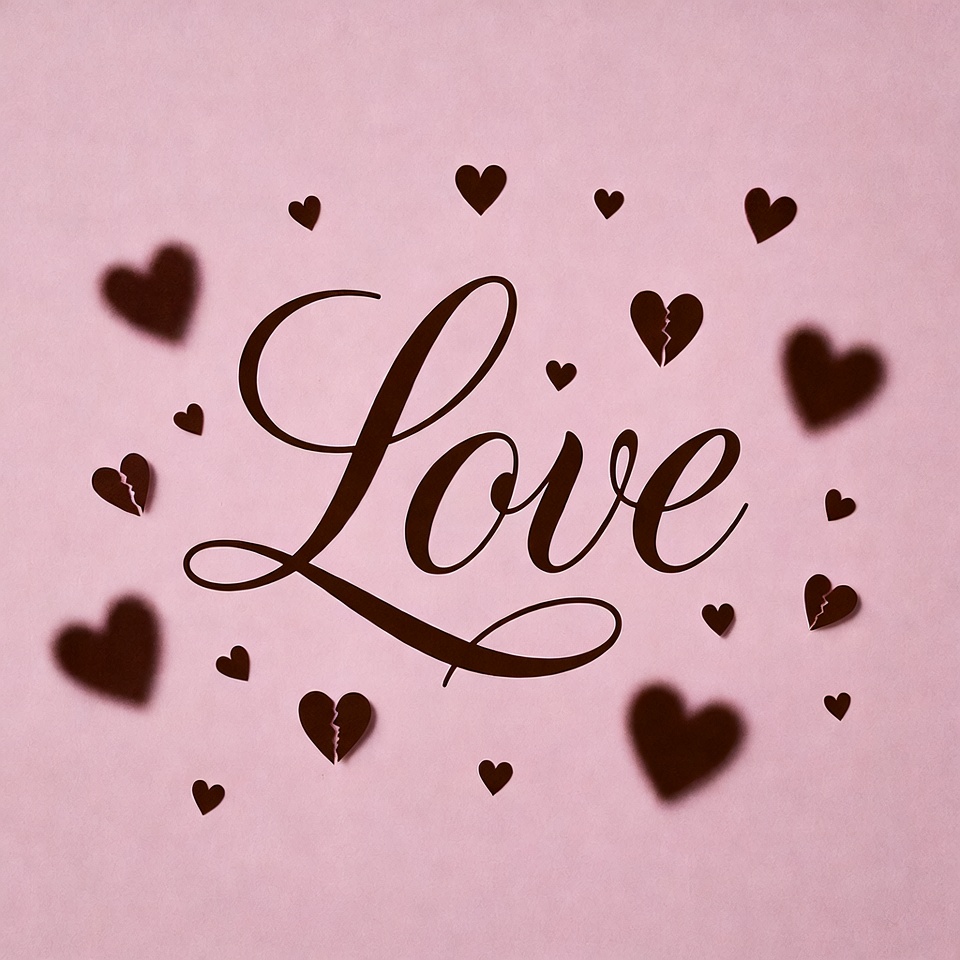 Love Text with Hearts on Pink Love Text with Hearts on Pink