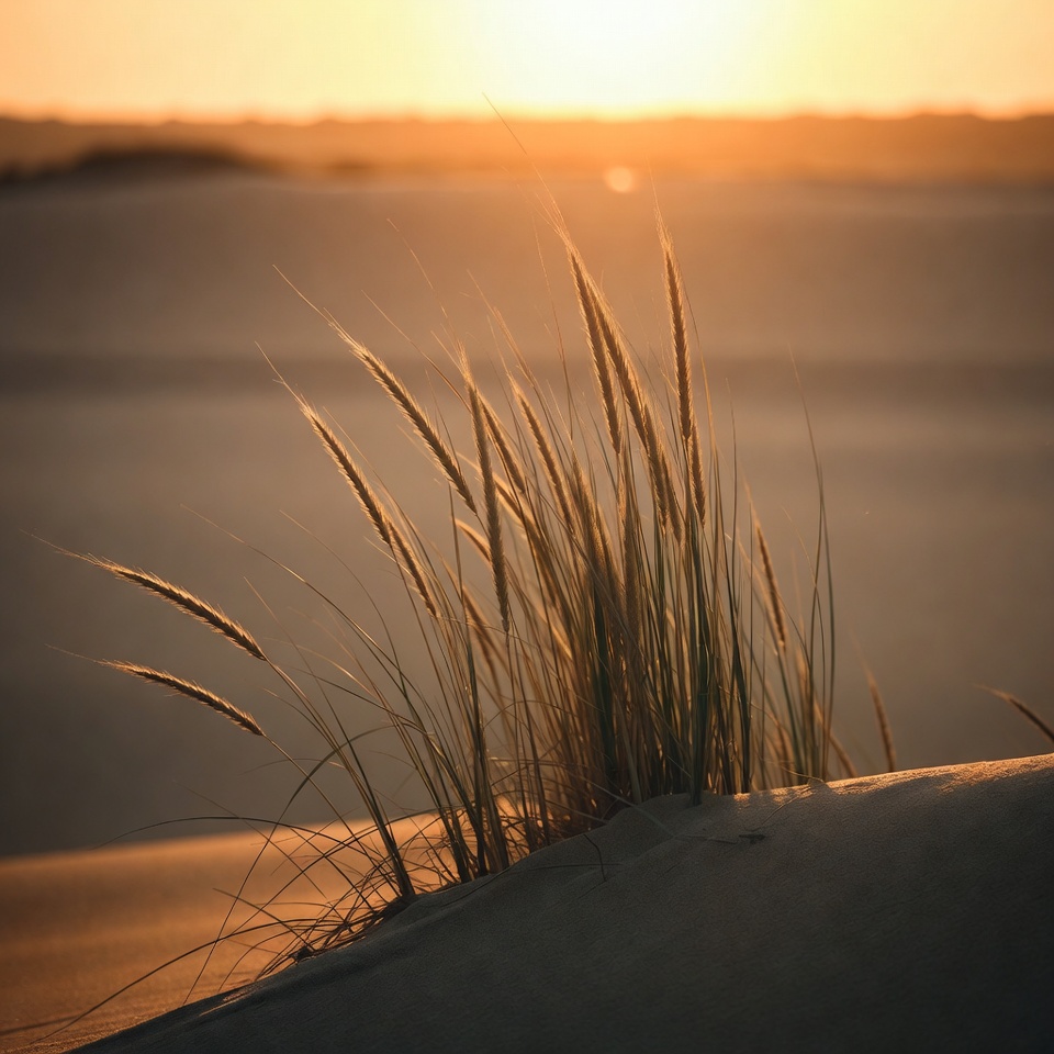 Grasses on dune at sunset Grasses on dune at sunset