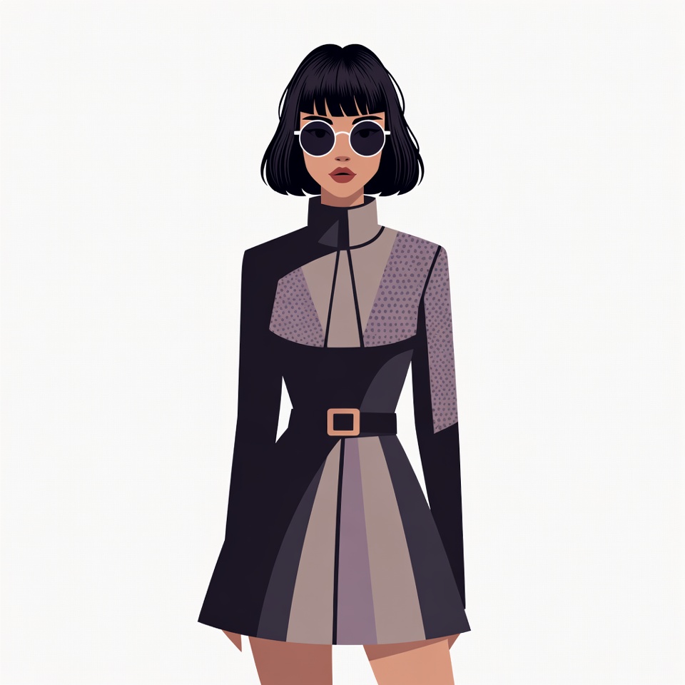 Asian woman in stylish coat sunglasses Asian woman in stylish coat sunglasses