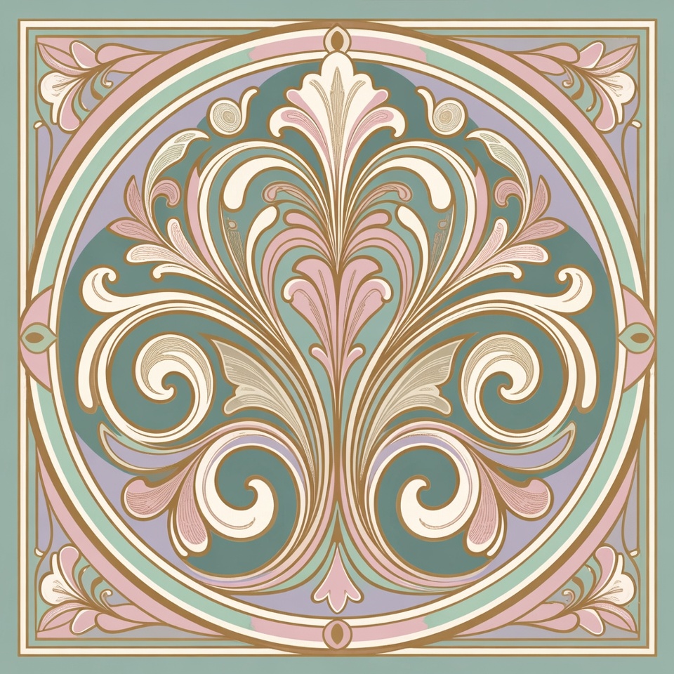 Art Nouveau Floral Circle Illustration Art Nouveau Floral Circle Illustration