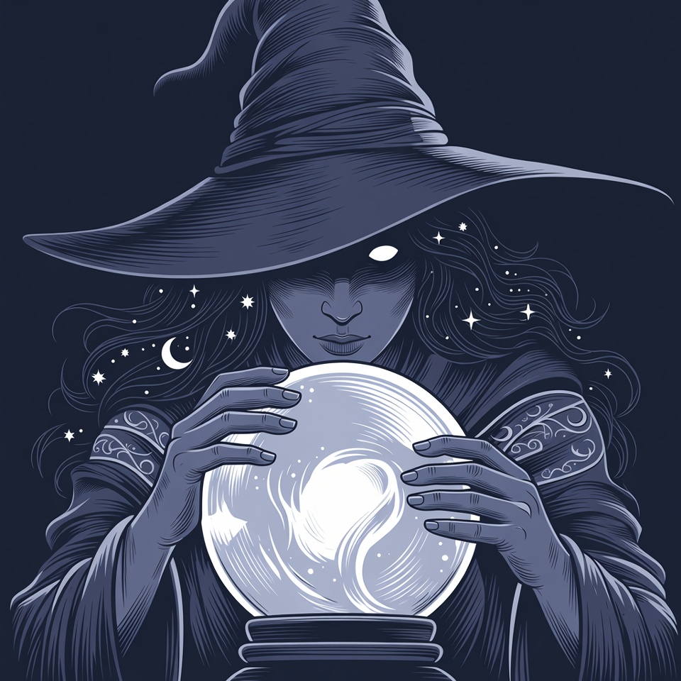 Witch holding glowing crystal ball Witch holding glowing crystal ball