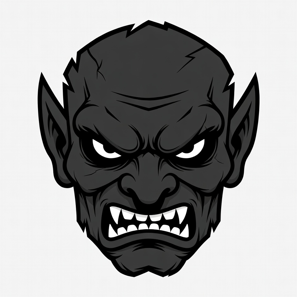 Angry Black Orc Head Illustration Angry Black Orc Head Illustration