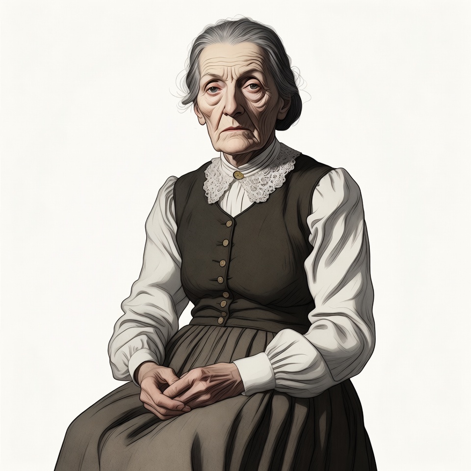 Elderly woman in vintage dress Elderly woman in vintage dress