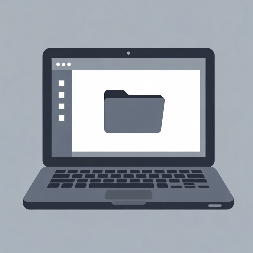 Laptop screen displaying folder Laptop screen displaying folder