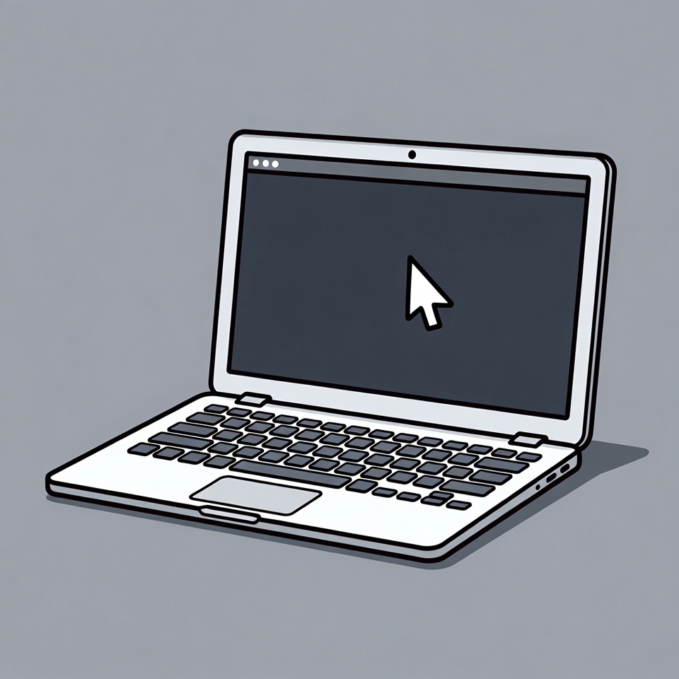 Laptop with cursor on screen Laptop with cursor on screen