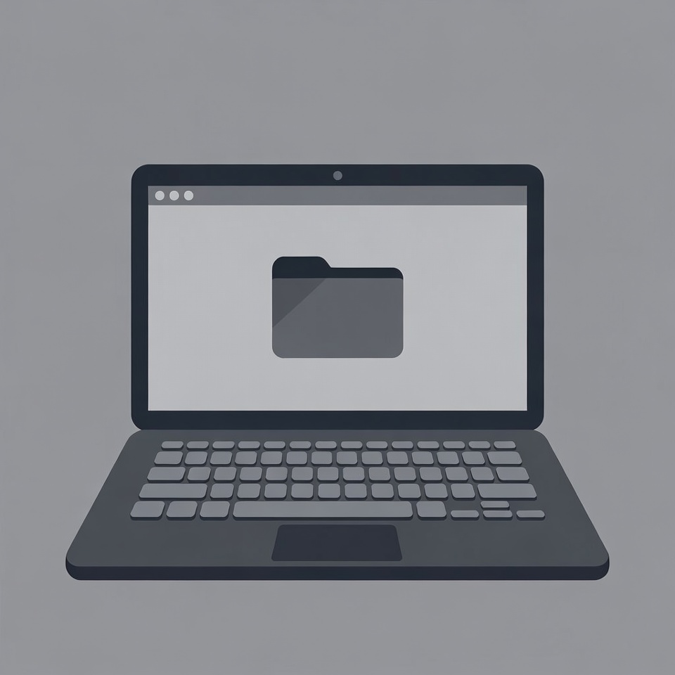 Laptop screen displaying folder Laptop screen displaying folder