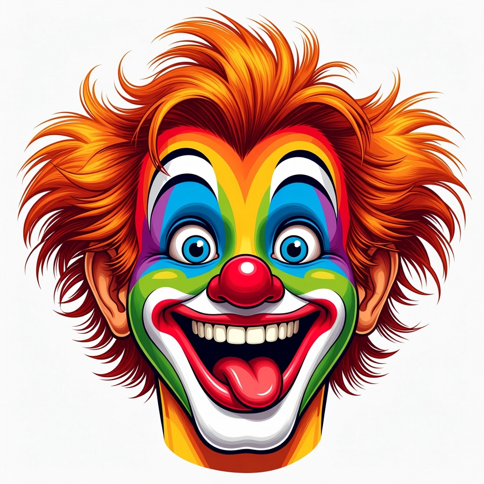 Colorful Clown Laughing with Tongue Out Colorful Clown Laughing with Tongue Out