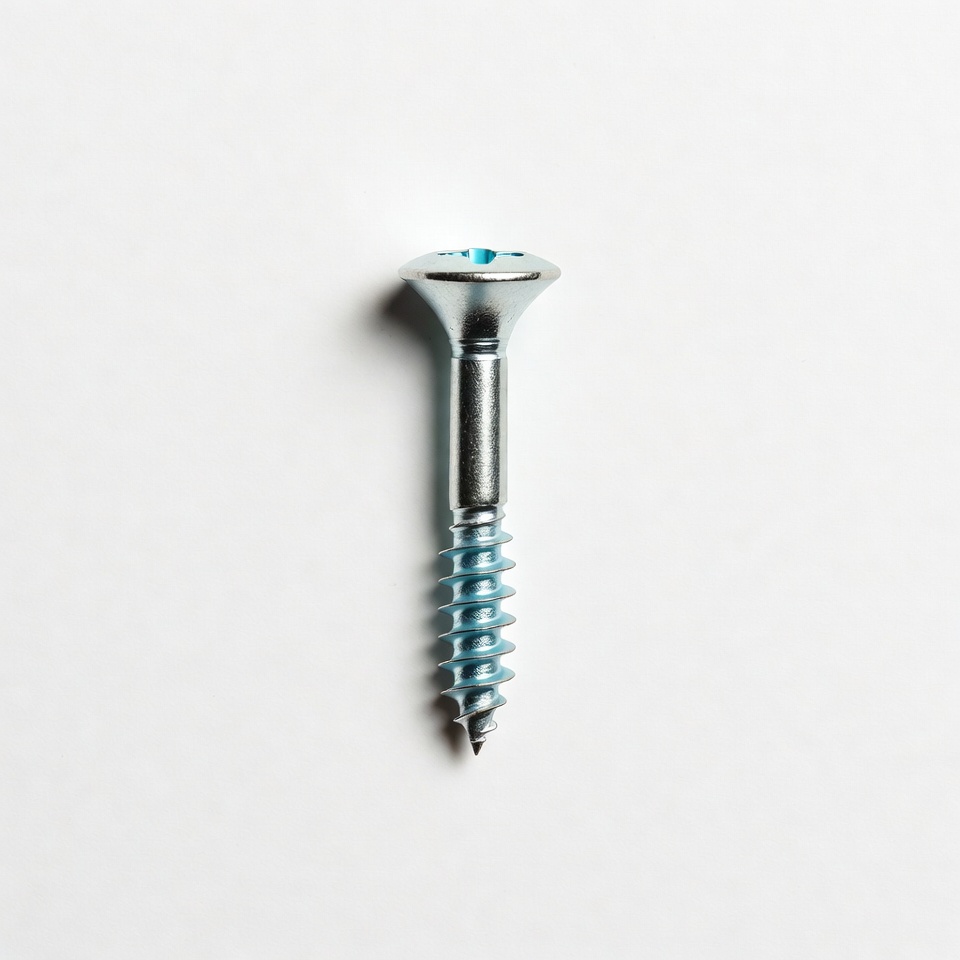 Silver wood screw on white background Silver wood screw on white background
