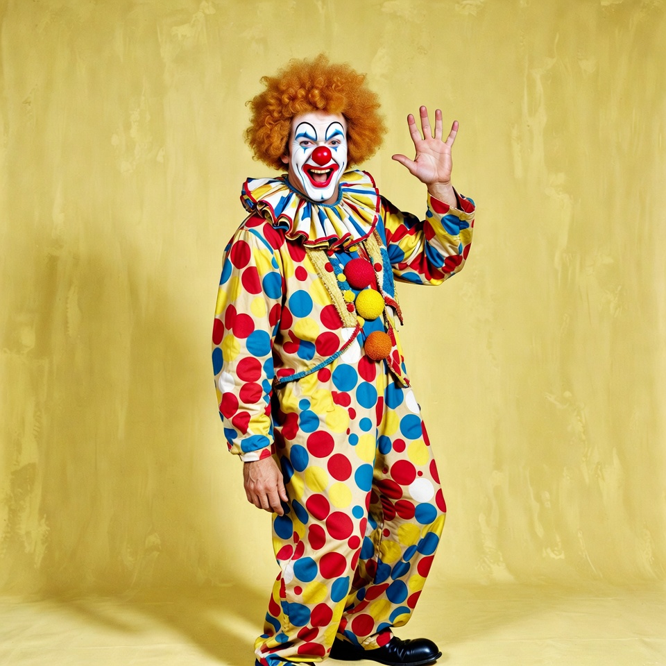 Clown waving hand happily Clown waving hand happily