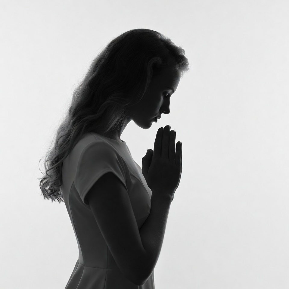 Woman praying silhouette profile Woman praying silhouette profile