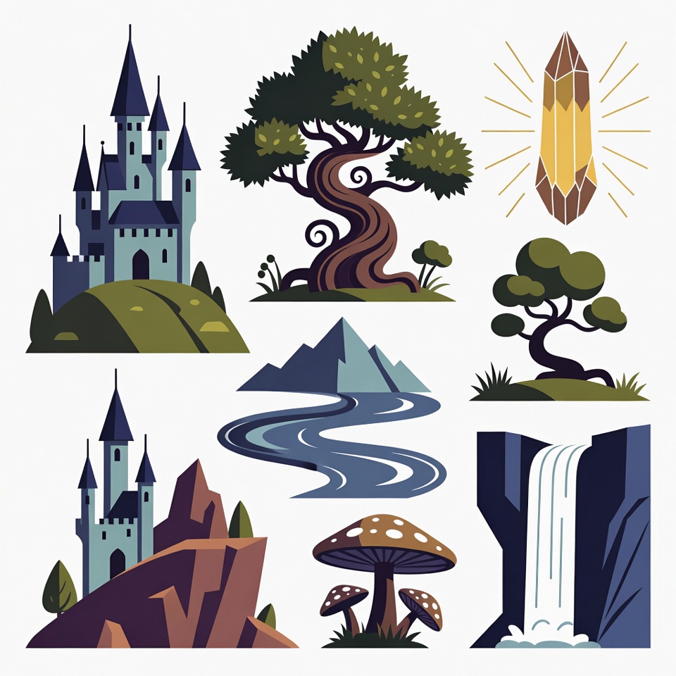 Fantasy Landscape Clipart Icons Fantasy Landscape Clipart Icons
