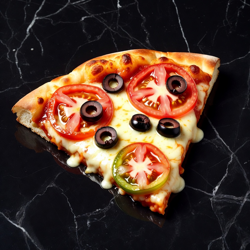 Pizza Slice with Tomatoes and Olives Pizza Slice with Tomatoes and Olives