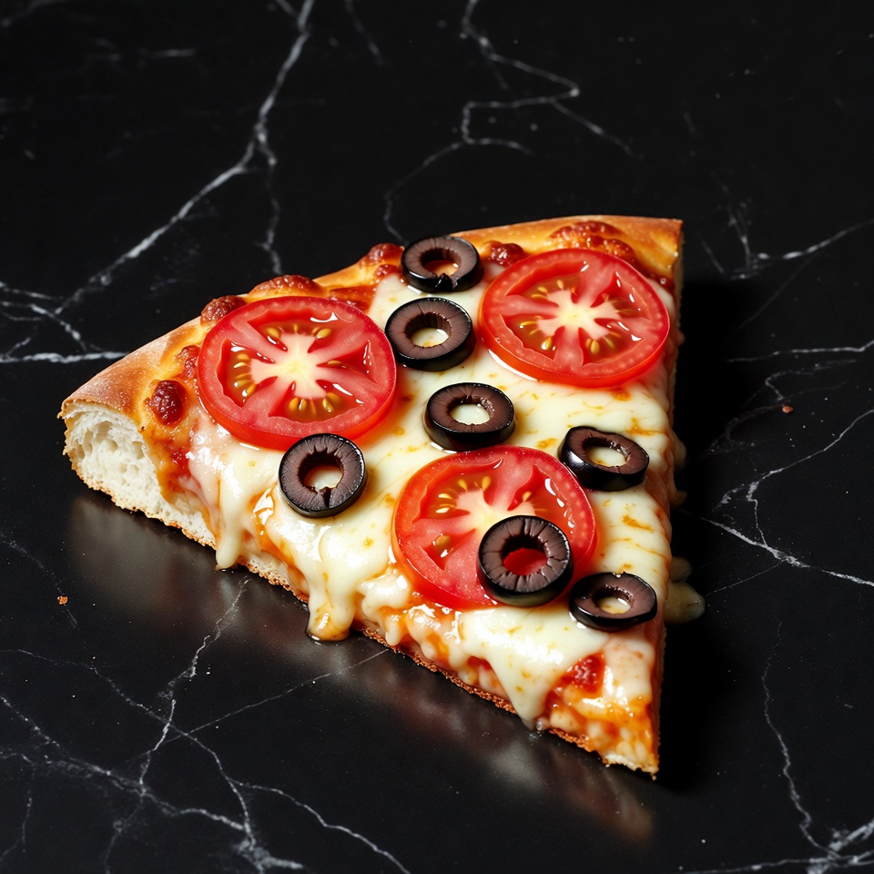 Pizza Slice with Tomatoes and Olives Pizza Slice with Tomatoes and Olives