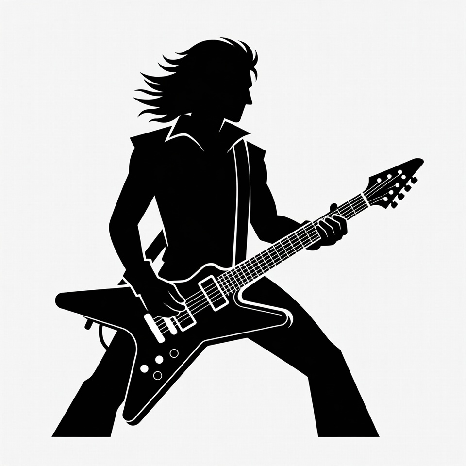 Rock guitarist silhouette playing electric guitar Rock guitarist silhouette playing electric guitar