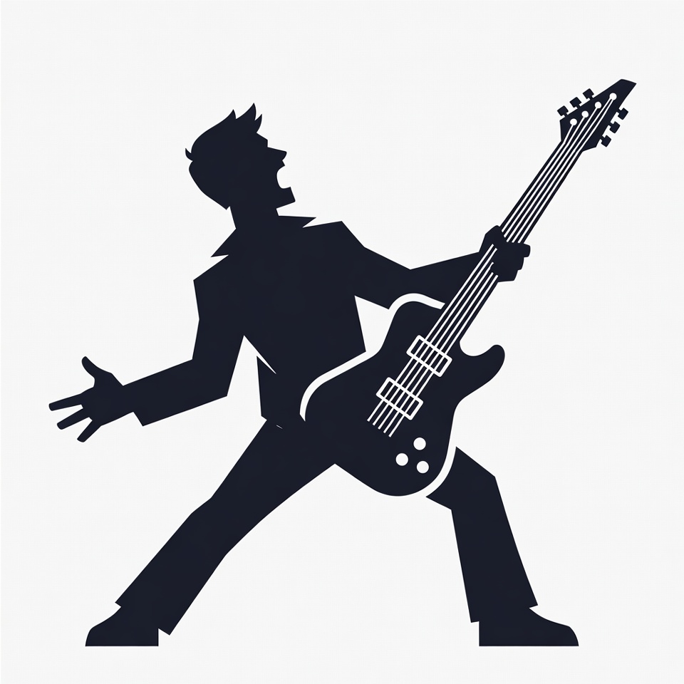 Man playing electric guitar silhouette Man playing electric guitar silhouette