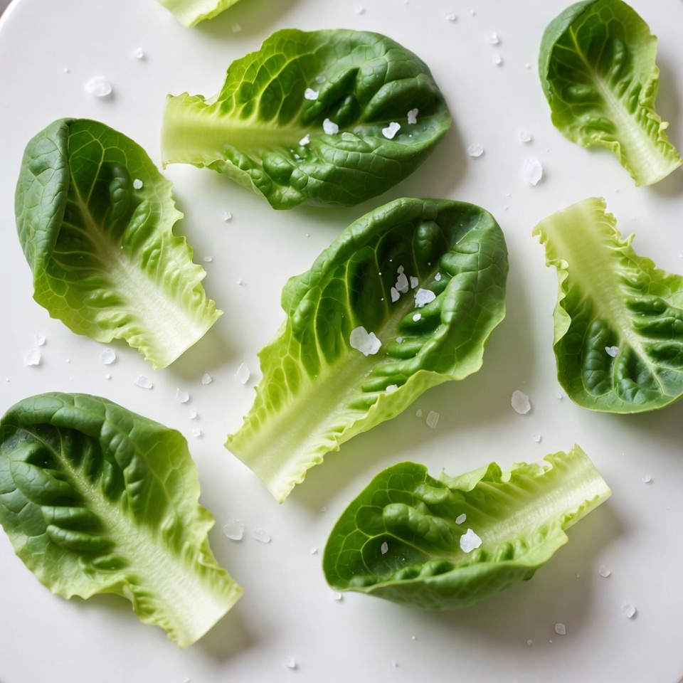 Fresh Lettuce Leaves with Salt Fresh Lettuce Leaves with Salt