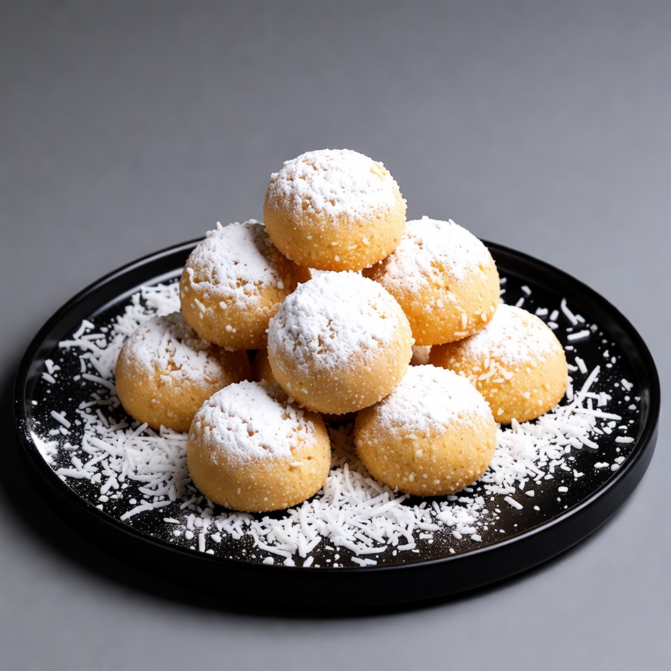 Stack of powdered sugar cookies Stack of powdered sugar cookies