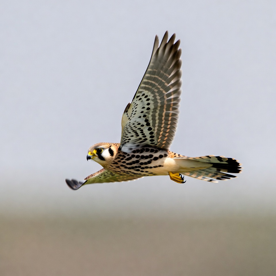 Kestrel Flying with Wings Spread Kestrel Flying with Wings Spread