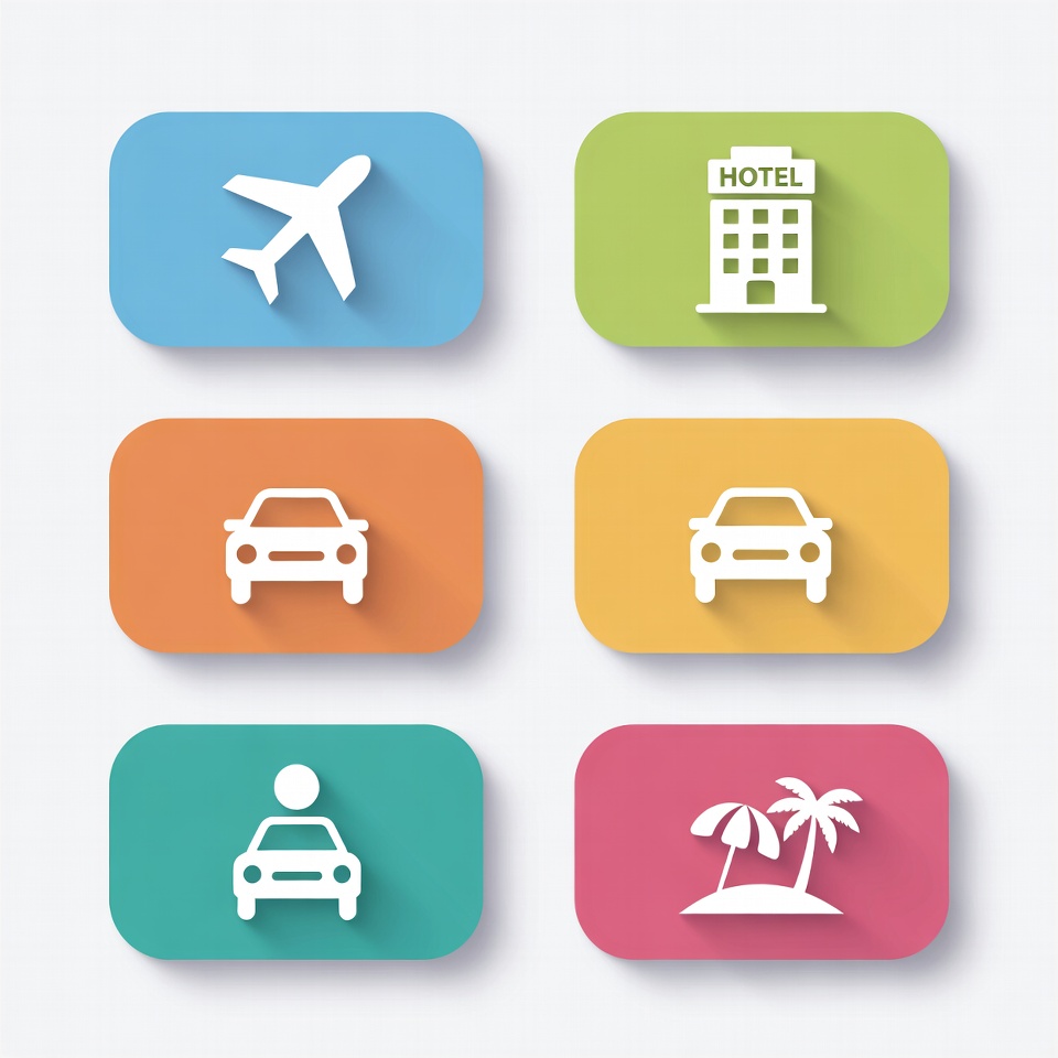 Colorful Flat Travel Icons Set Colorful Flat Travel Icons Set