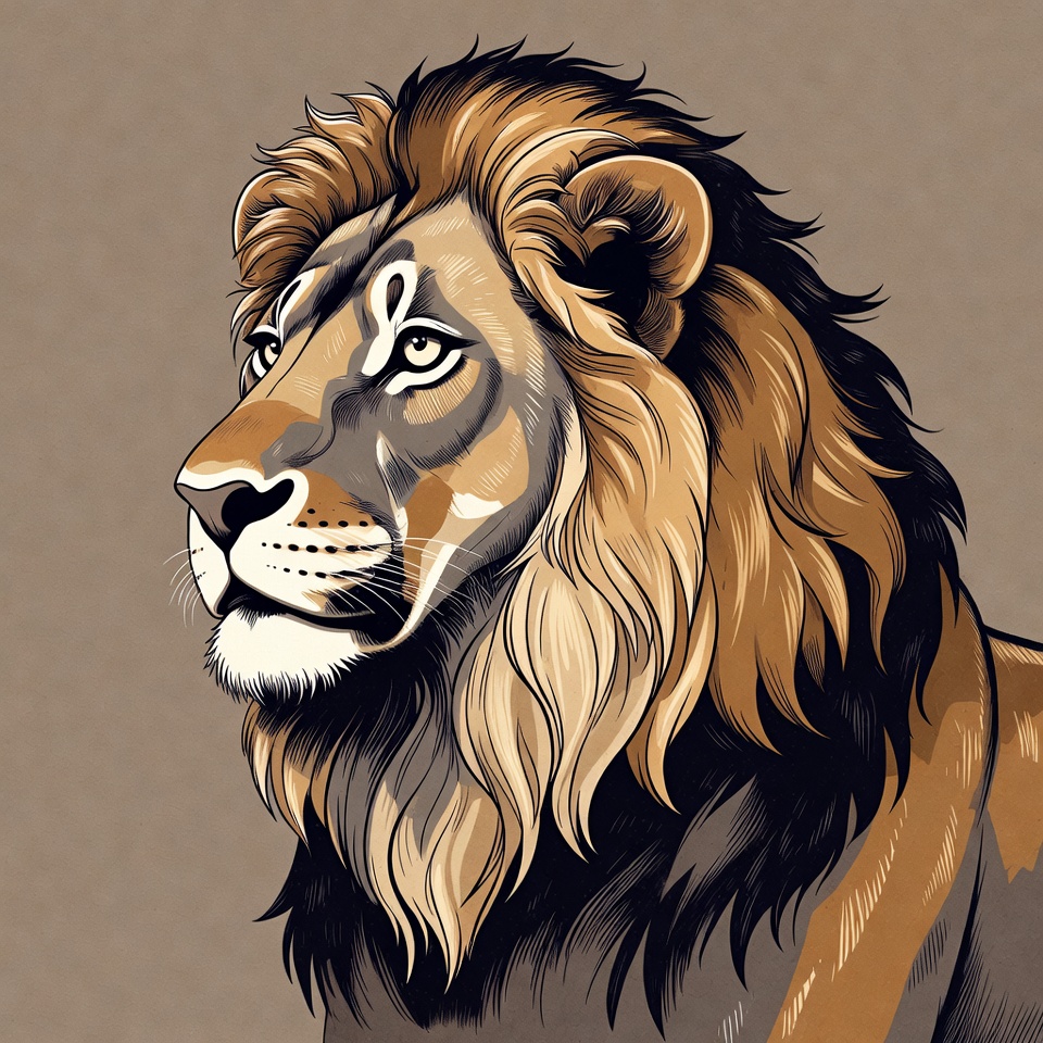 Majestic lion portrait illustration Majestic lion portrait illustration