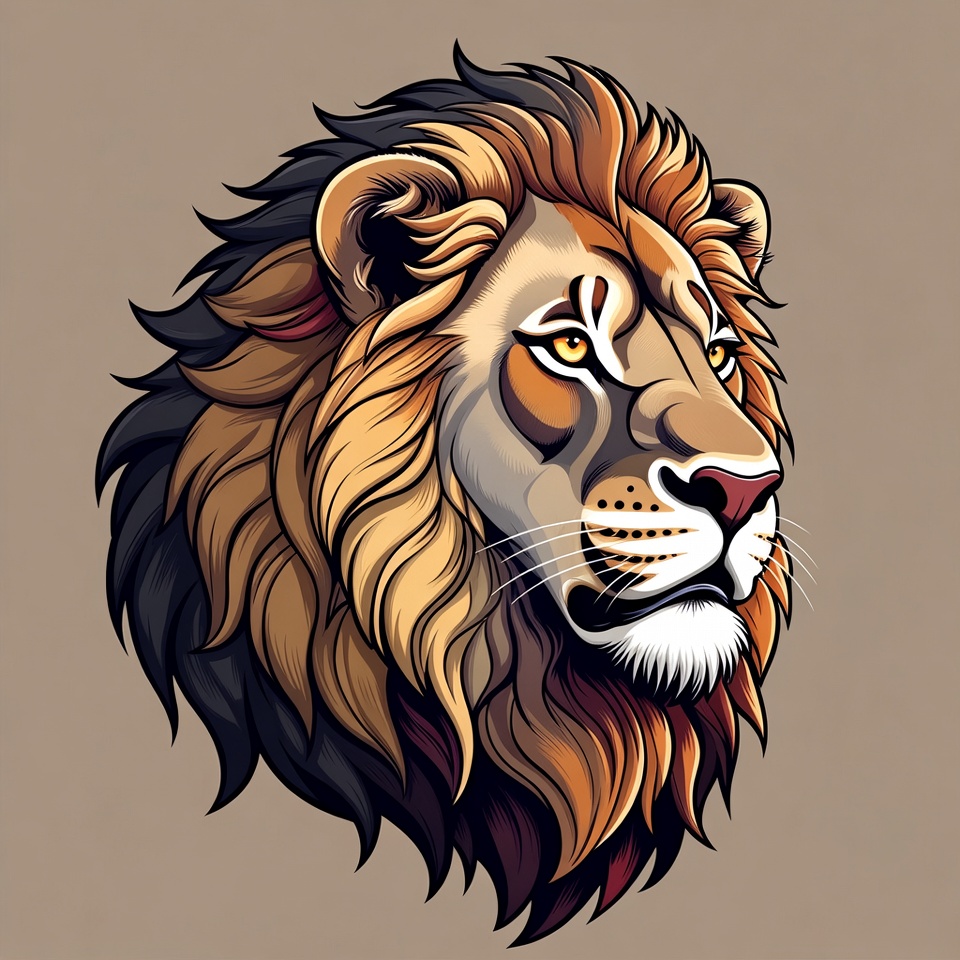 Majestic lion head illustration Majestic lion head illustration