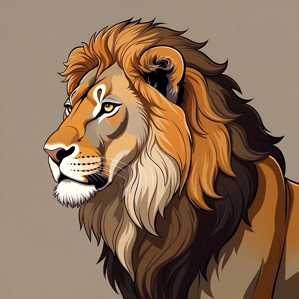 Lion profile illustration Lion profile illustration