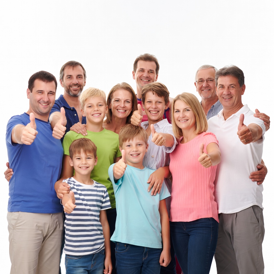 Happy multigenerational family giving thumbs up Happy multigenerational family giving thumbs up