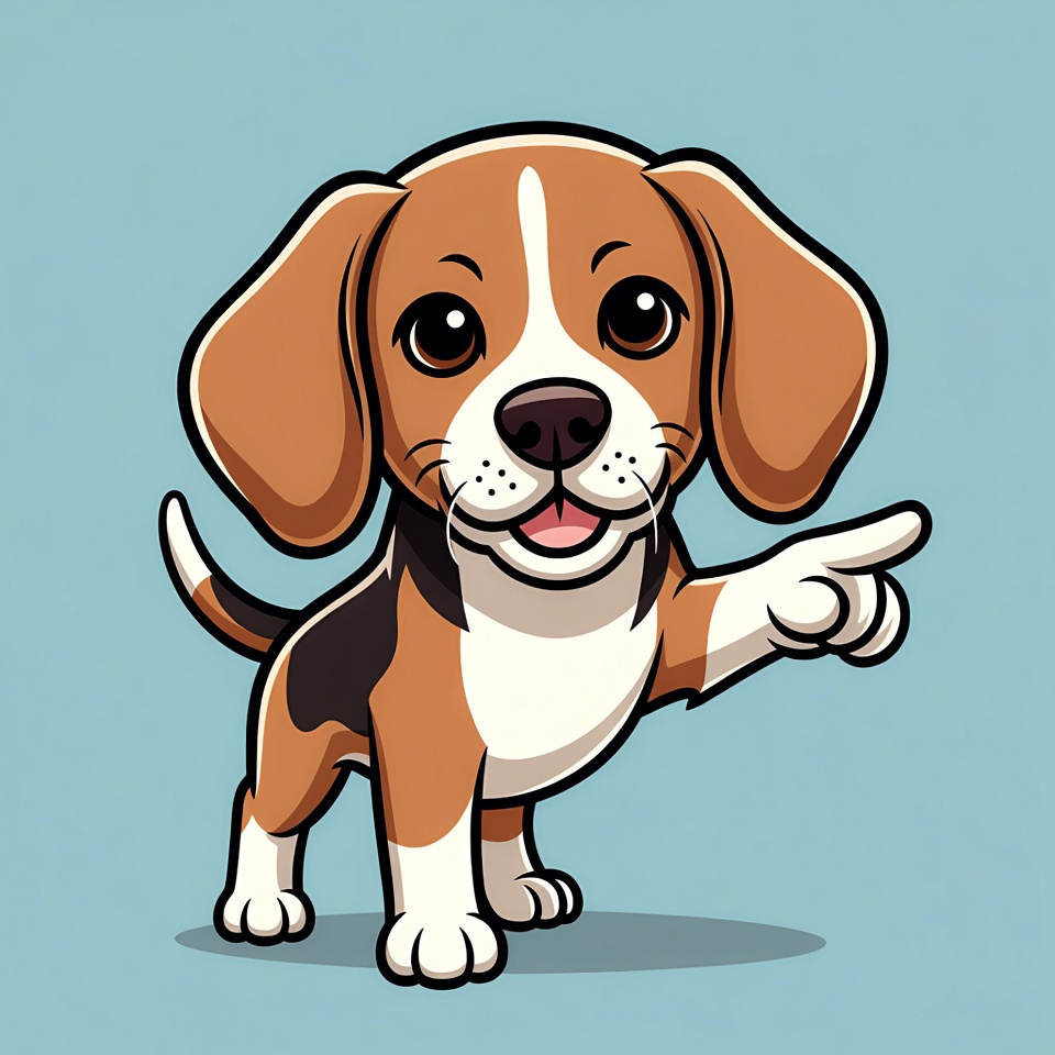 Cartoon Beagle Puppy Pointing Cartoon Beagle Puppy Pointing