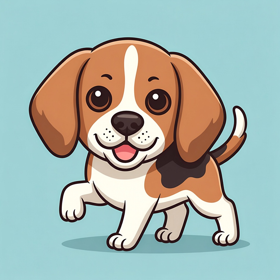 Cute cartoon beagle puppy walking Cute cartoon beagle puppy walking