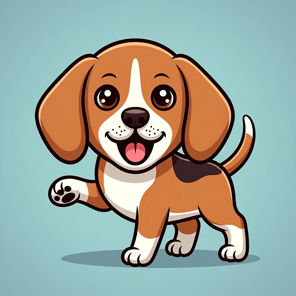 Cute cartoon beagle puppy waving Cute cartoon beagle puppy waving