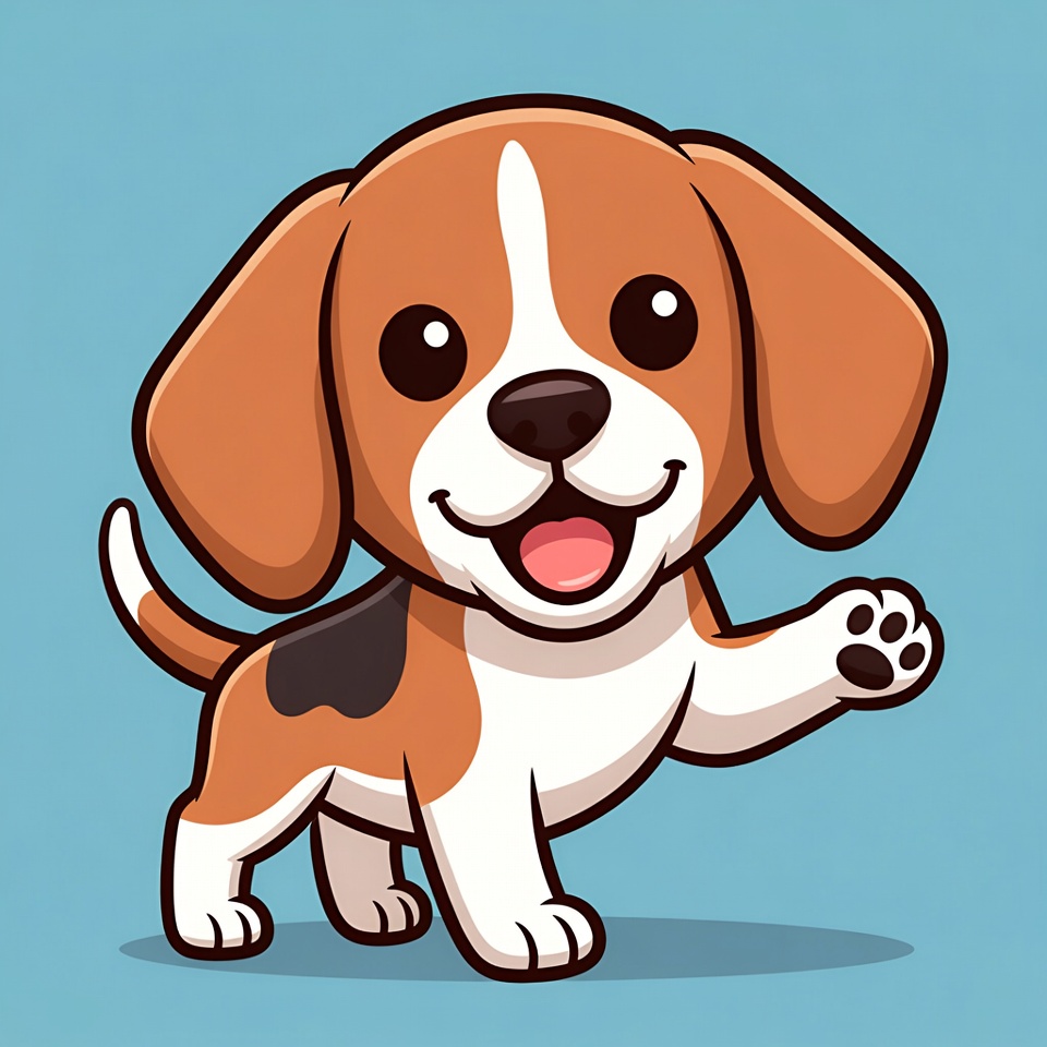 Cute Beagle Puppy Waving Cute Beagle Puppy Waving