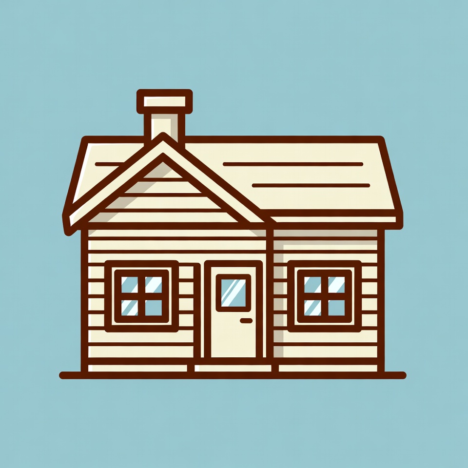 Cartoon House on Blue Background Cartoon House on Blue Background