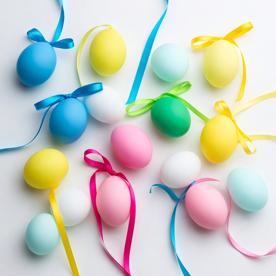 Colorful Easter Eggs with Ribbons Colorful Easter Eggs with Ribbons